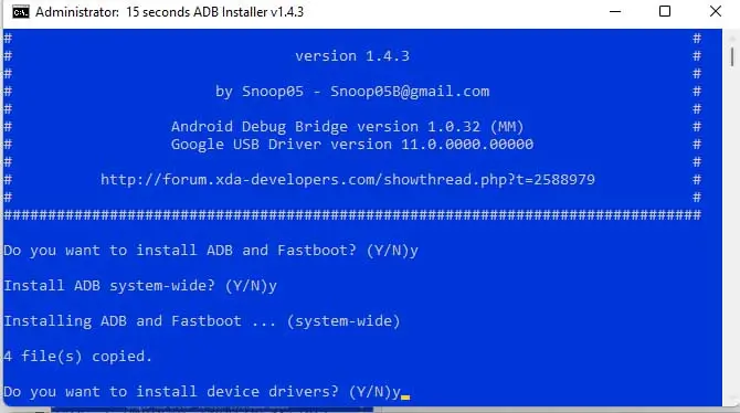 ADB drivers Setup